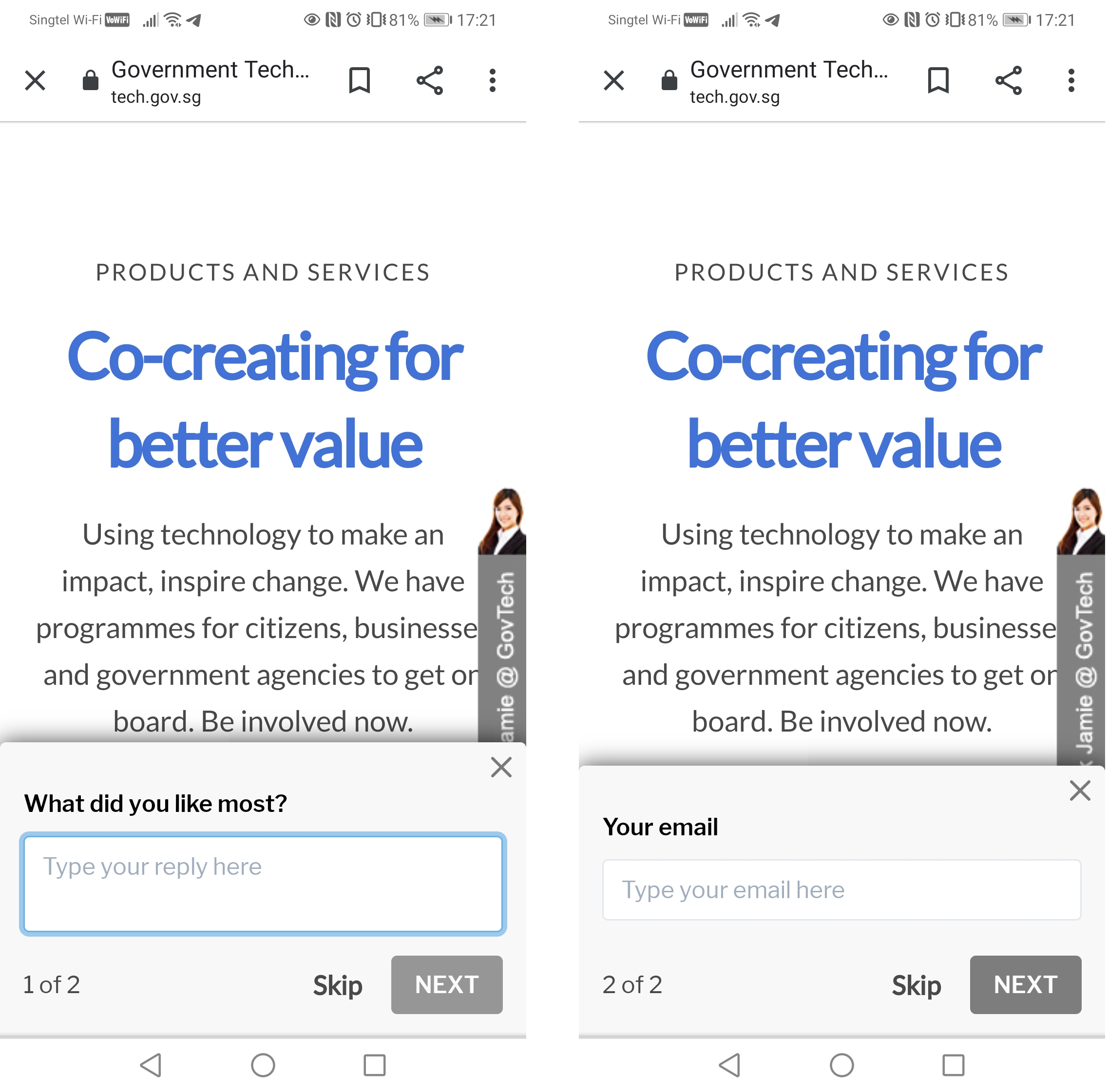 Fig 7: WOGAA Sentiments Questions on GovTech's Website